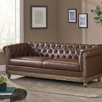 Brown leather online sofa wayfair